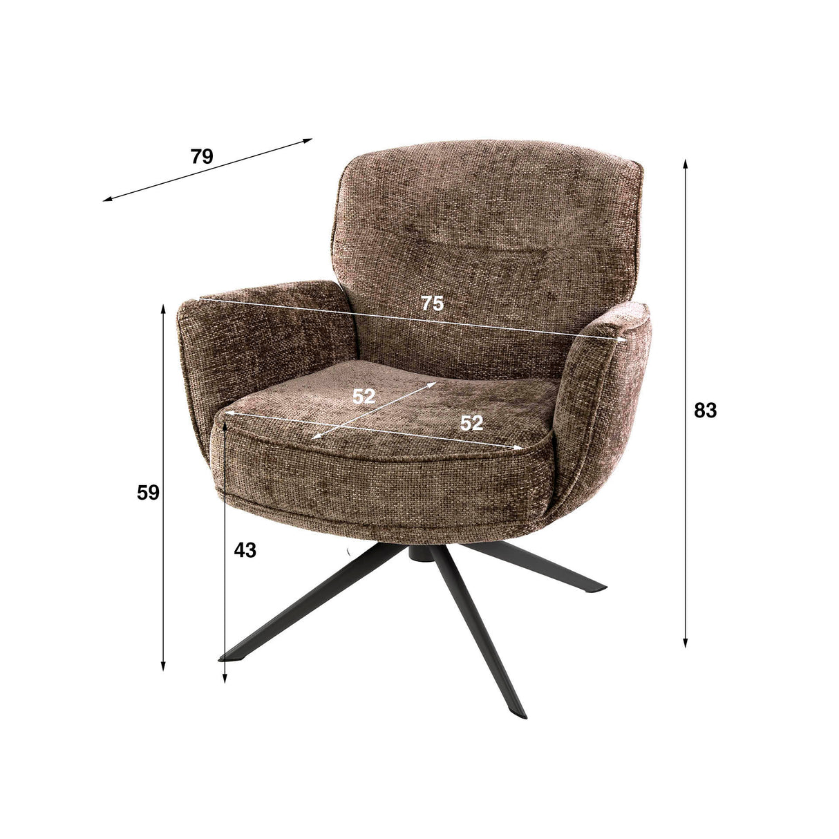 Fauteuils - Savona draaibare fauteuil Hoven Rich Stof Champagne - Dimehouse