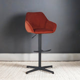 Barkrukken - Venom Barkruk Copper Velvet - Verstelbare Draaibare Barstoel met Armleuning - Dimehouse