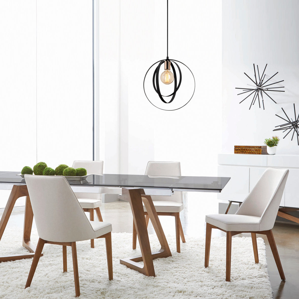 Hanglampen - Hanglamp 1 - lichts Zwart Metaal Thorn - Dimehouse