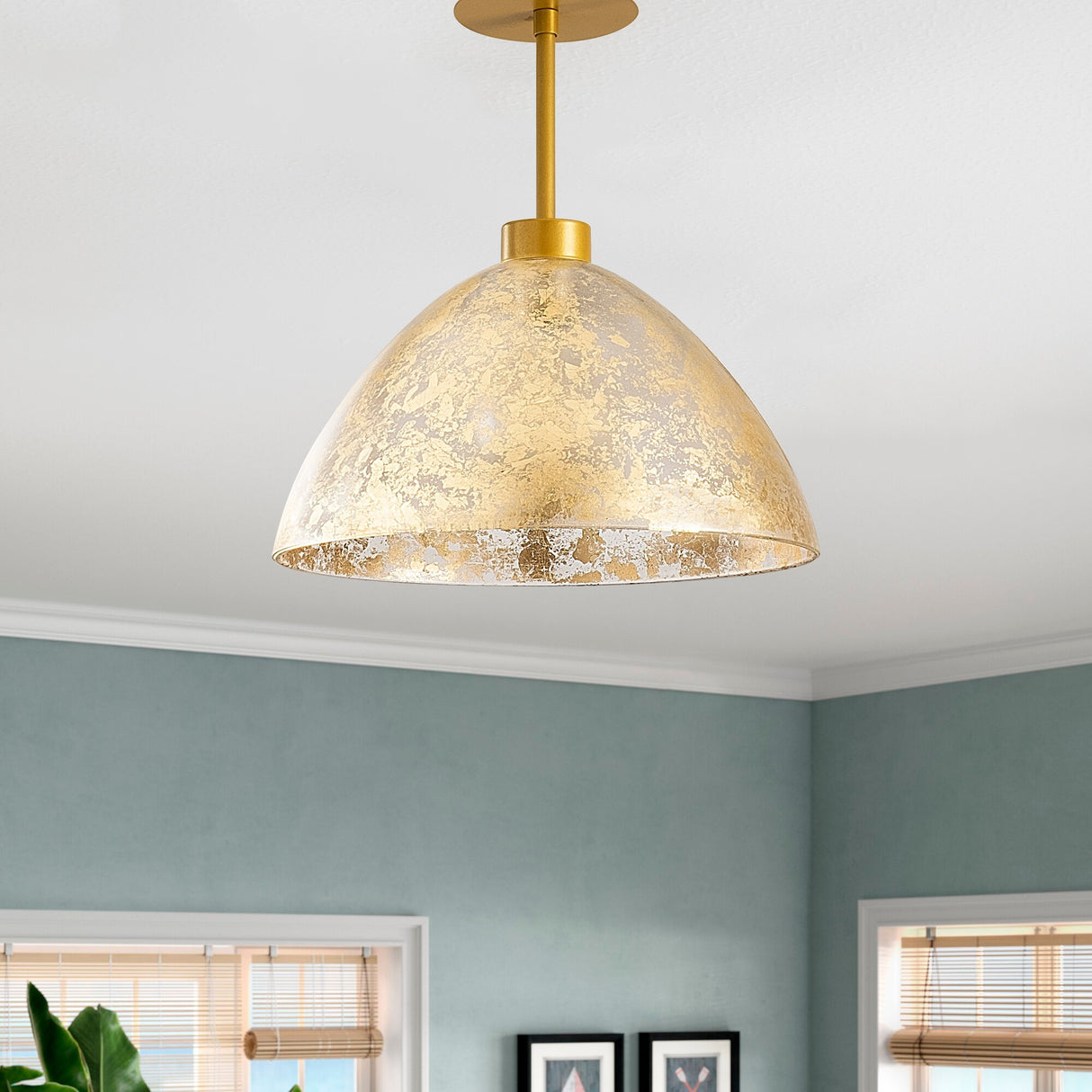 Hanglampen - Hanglamp Goud Glas Crest - Dimehouse