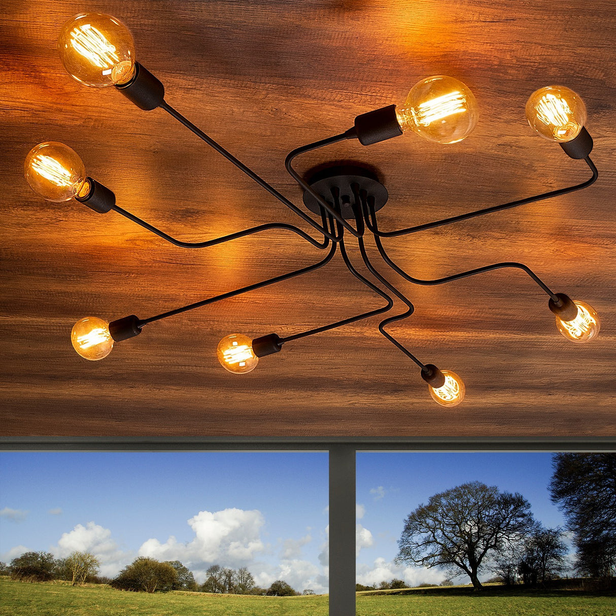 Hanglampen - Hanglamp 8 - lichts L Zwart Metaal Striker - Dimehouse
