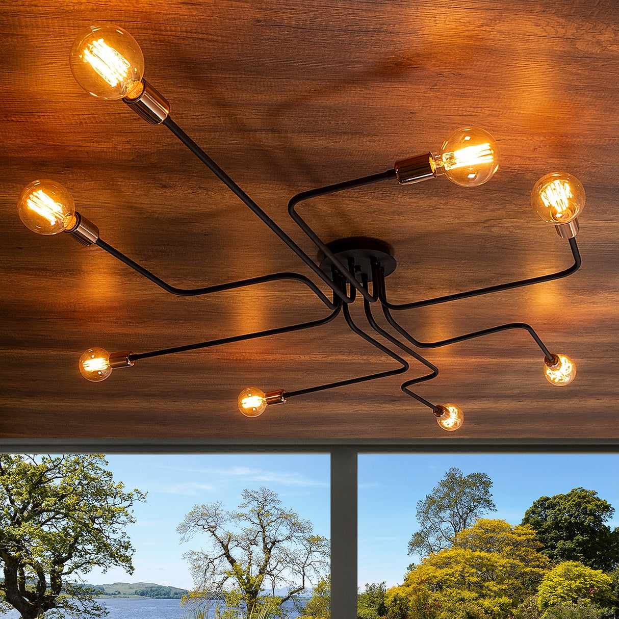 Hanglampen - Hanglamp 8 - lichts XL Zwart Metaal Striker - Dimehouse