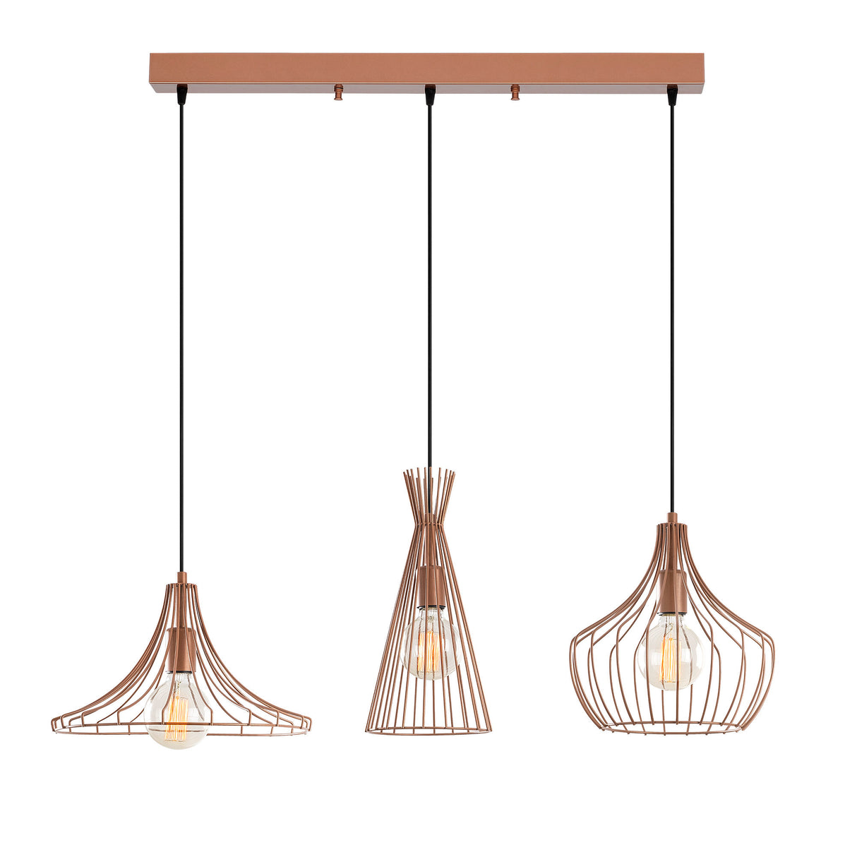 Hanglampen - Hanglamp 3 - lichts Koperkleurig Metaal Evermere - Dimehouse