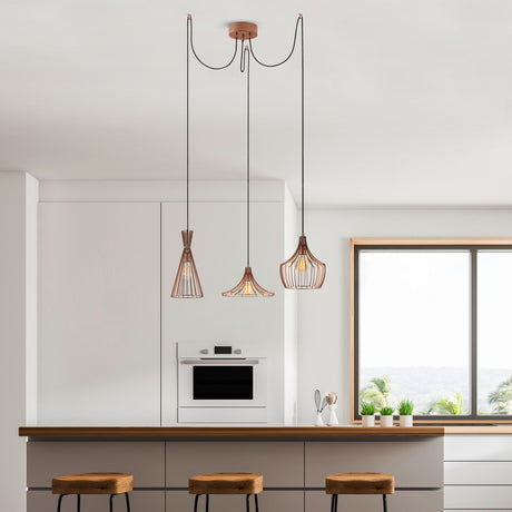 Hanglampen - Hanglamp Koperkleurig 3 - lichts Metaal Evermere - Dimehouse