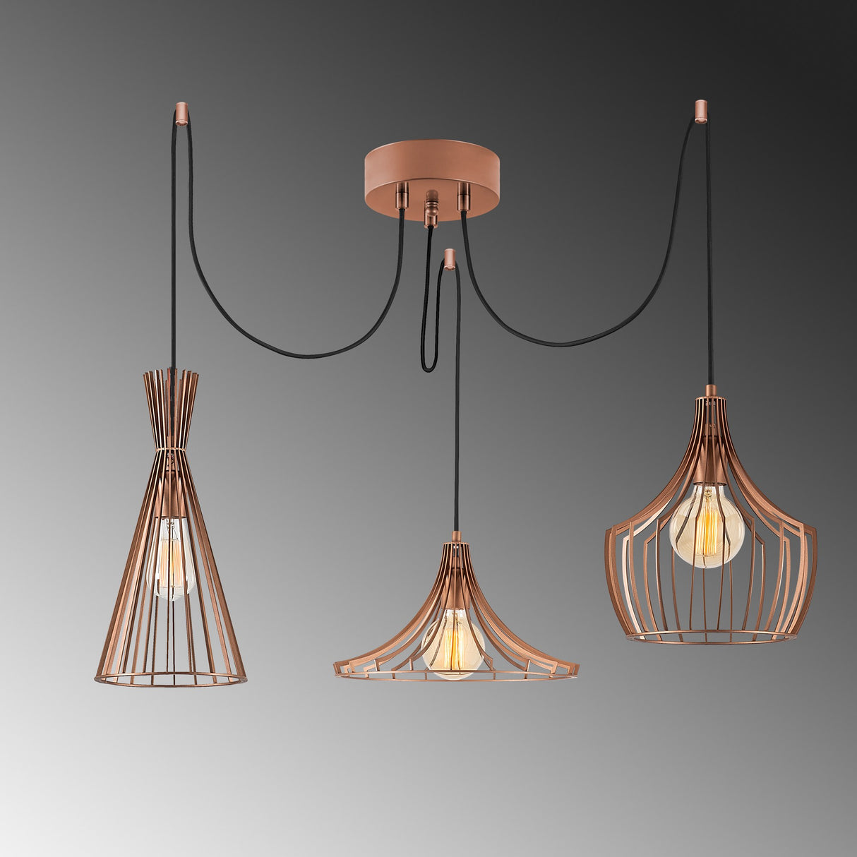 Hanglampen - Hanglamp Koperkleurig 3 - lichts Metaal Evermere - Dimehouse