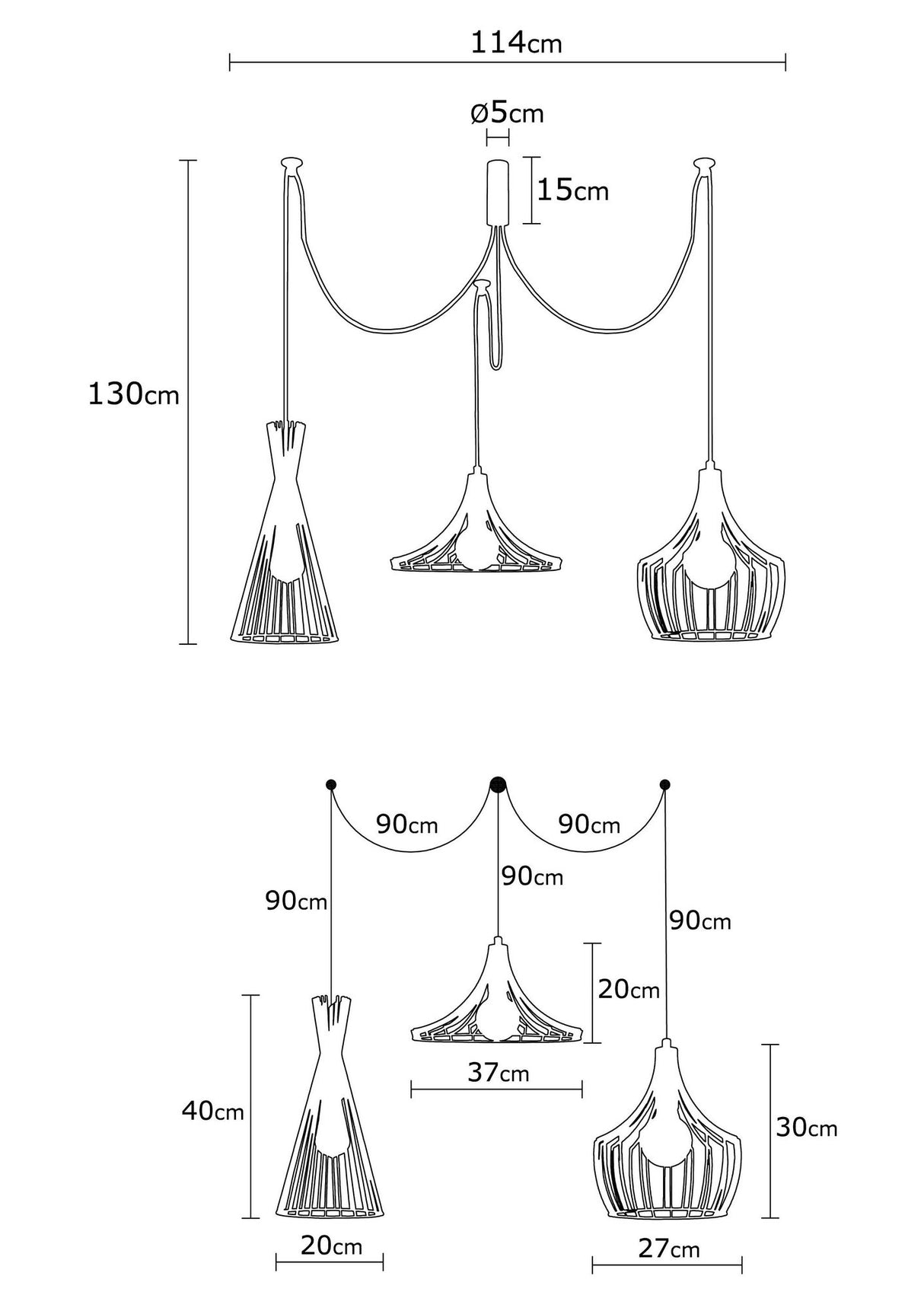 Hanglampen - Hanglamp Koperkleurig 3 - lichts Metaal Evermere - Dimehouse