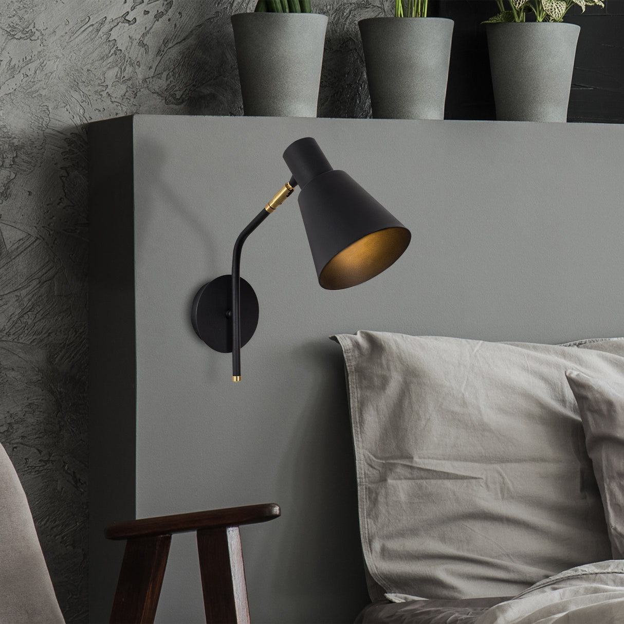 Wandlampen - Wandlamp Zwart Goud Metaal Crimson - Dimehouse