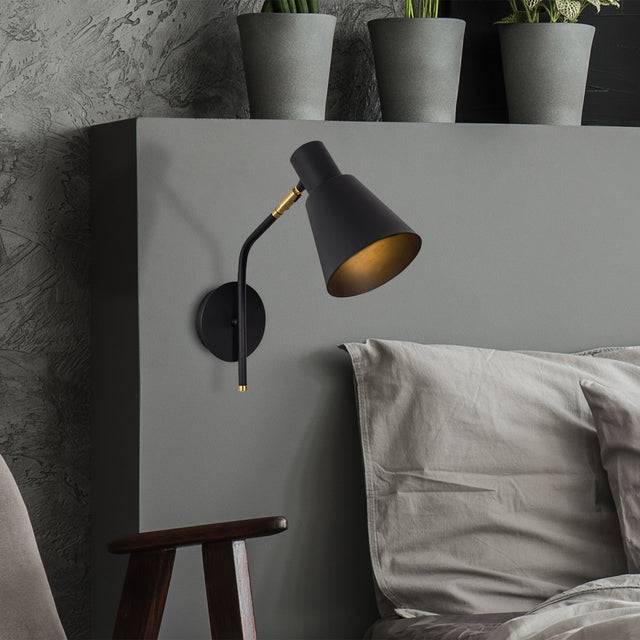 Wandlampen - Wandlamp Zwart Goud Metaal Crimson - Dimehouse