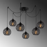 Hanglampen - Hanglamp 6 - lichts Zwart Metaal Quartz - Dimehouse