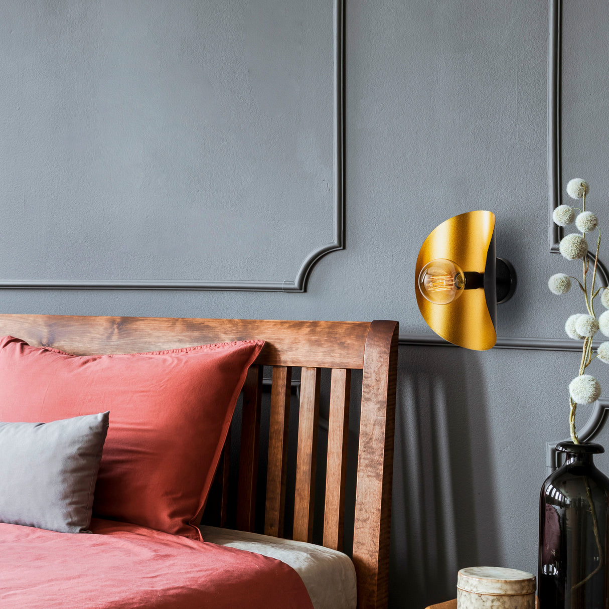 Wandlampen - Wandlamp Zwart Goud Metaal Echelon - Dimehouse