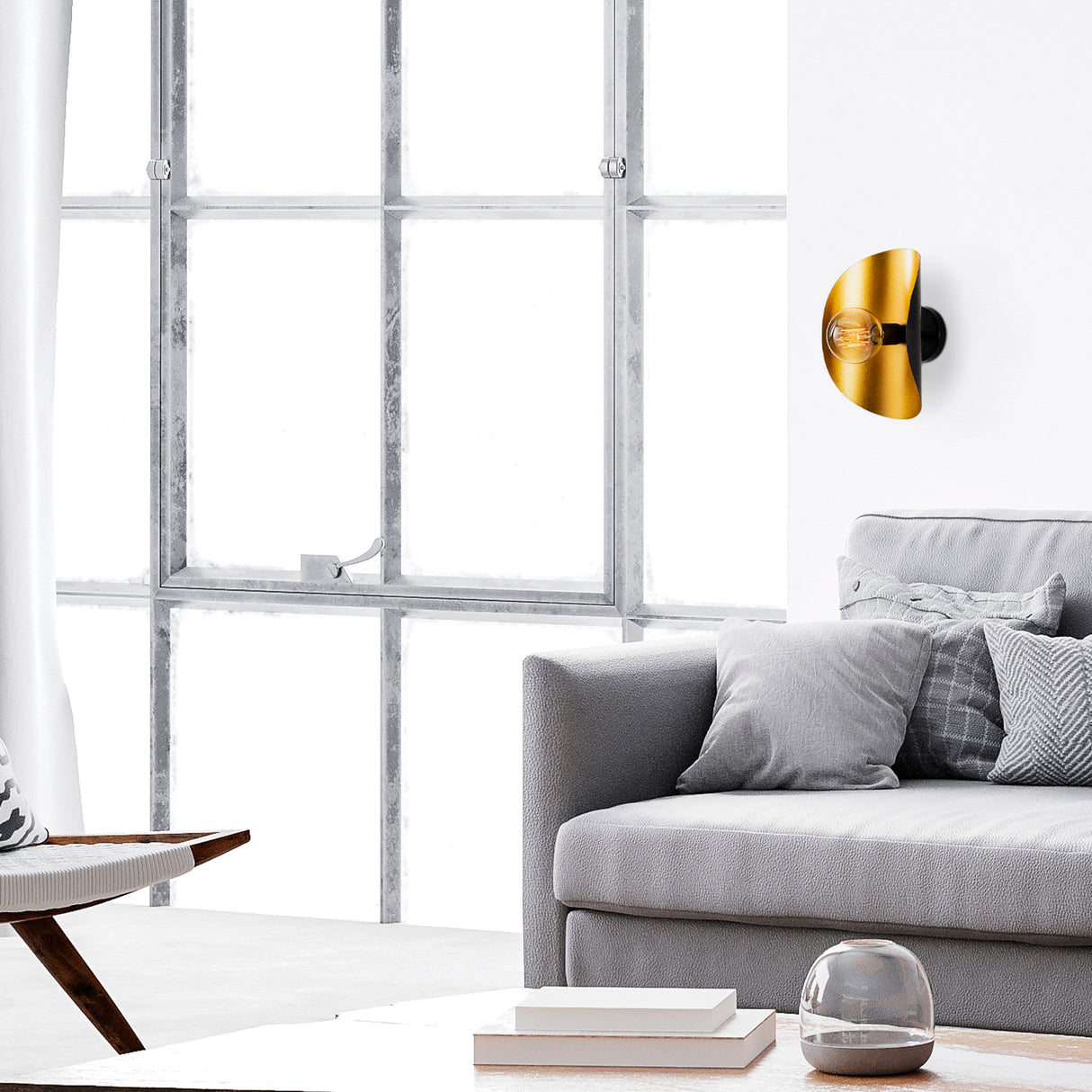 Wandlampen - Wandlamp Zwart Goud Metaal Echelon - Dimehouse