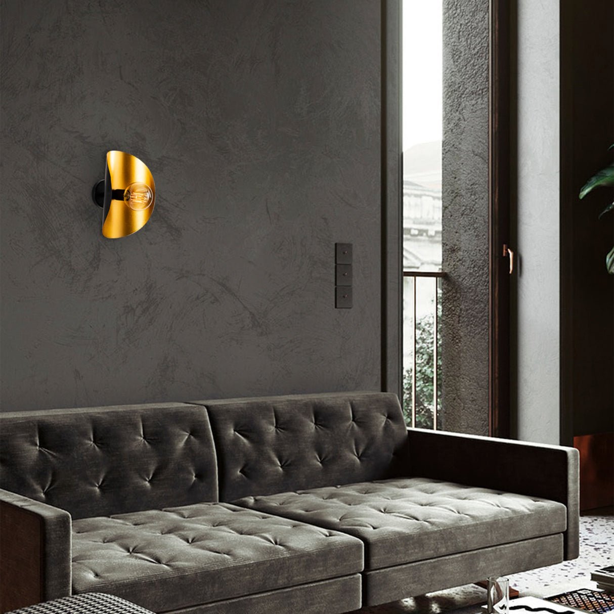 Wandlampen - Wandlamp Zwart Goud Metaal Echelon - Dimehouse
