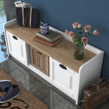 Schoenenkasten - Schoenenkast Samos Wit Walnoot Melamine - Dimehouse