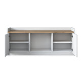 Schoenenkasten - Schoenenkast Samos Wit Walnoot Melamine - Dimehouse