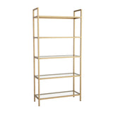 Boekenkasten - Modern chic boekenkast Veneto goud metaal glas 80x165x30 cm - Dimehouse