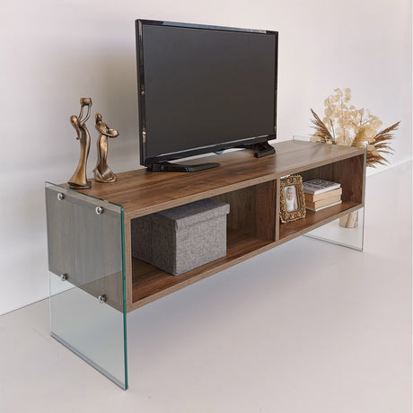 TV Meubels - TV Meubel Echo Walnoot Melamine 120x45x35 cm - Dimehouse