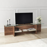 TV Meubels - TV Meubel Escape TV Walnoot Glas 158x40x35 cm - Dimehouse