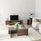 TV Meubels - TV Meubel Escape TV Walnoot Glas 158x40x35 cm - Dimehouse