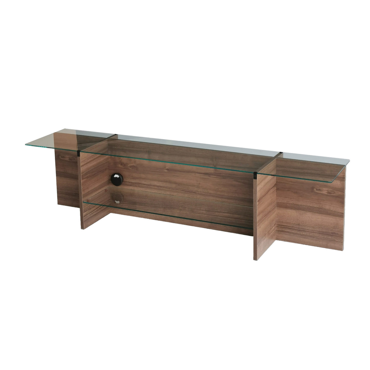 TV Meubels - TV Meubel Escape TV Walnoot Glas 158x40x35 cm - Dimehouse