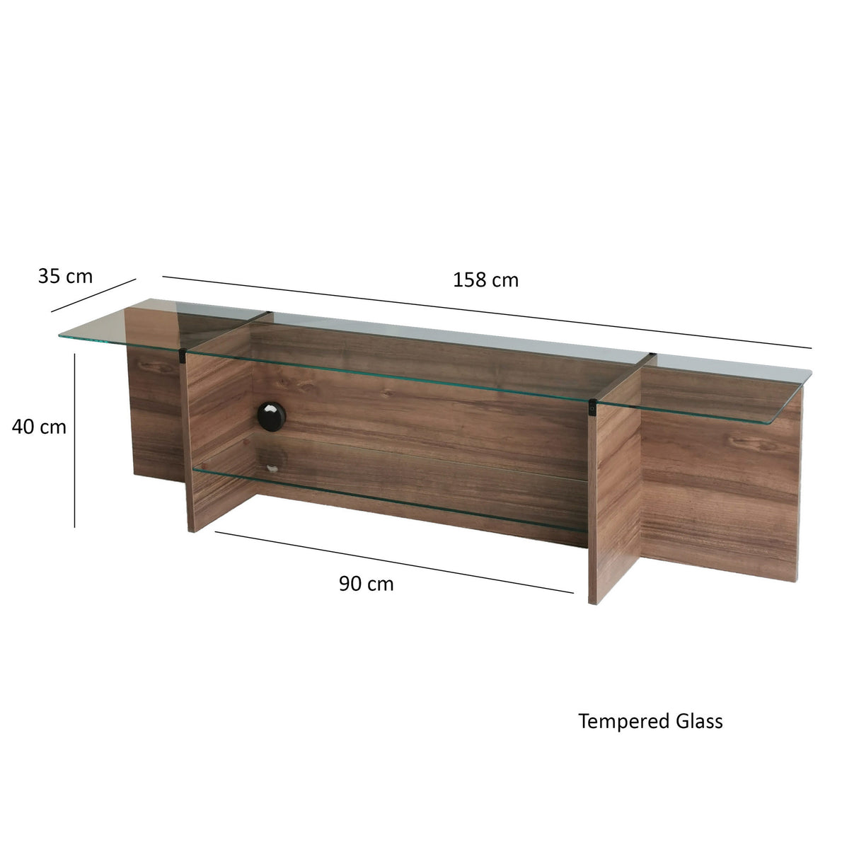 TV Meubels - TV Meubel Escape TV Walnoot Glas 158x40x35 cm - Dimehouse