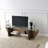 TV Meubels - TV Meubel Lily TV Walnoot Glas 158x40x35 cm - Dimehouse