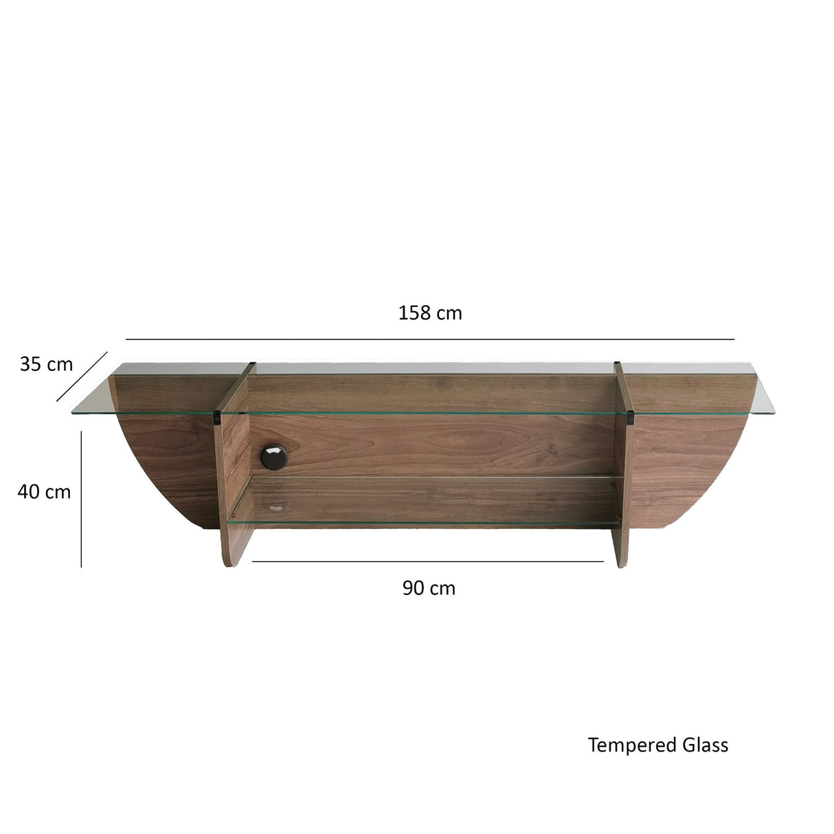 TV Meubels - TV Meubel Lily TV Walnoot Glas 158x40x35 cm - Dimehouse