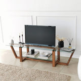 TV Meubels - TV Meubel Amaufi Walnoot Glas 158x35x35 cm - Dimehouse