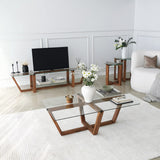 TV Meubels - TV Meubel Amaufi Walnoot Glas 158x35x35 cm - Dimehouse