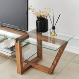 TV Meubels - TV Meubel Amaufi Walnoot Glas 158x35x35 cm - Dimehouse