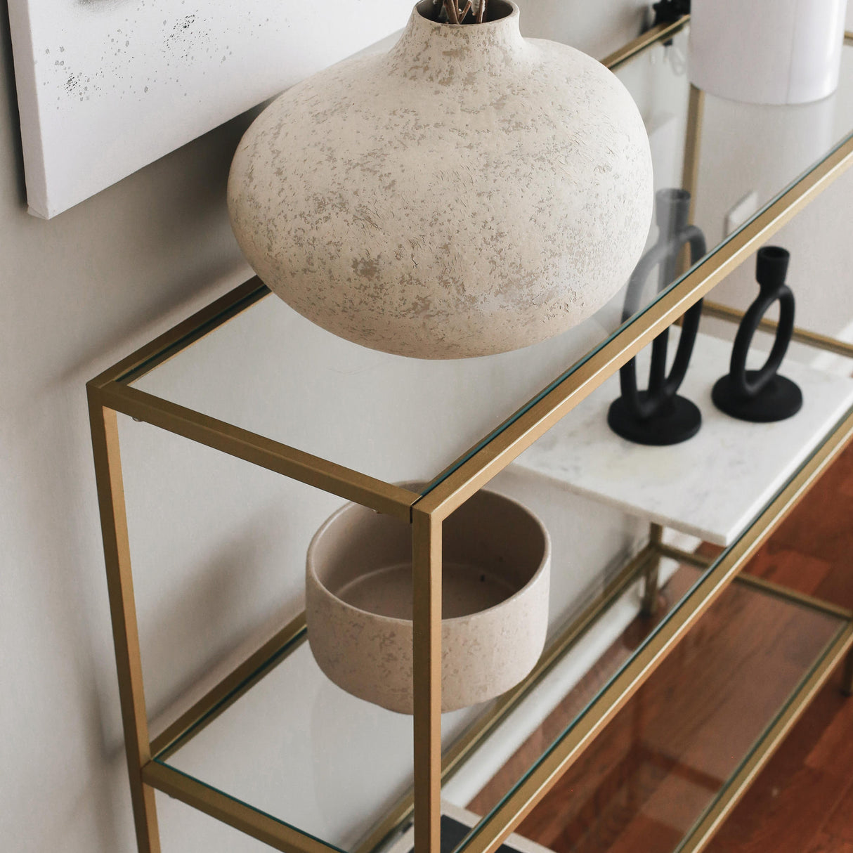 Kaptafels - Kaptafel Avignon Goud Glas 100x85x30 cm - Dimehouse