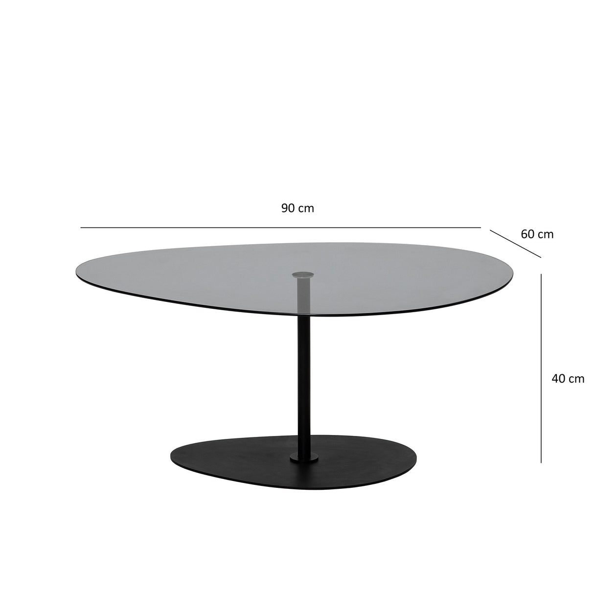 Salontafels - Organische Design Salontafel Getint Glas Torpo - Zwart Metalen Frame - Dimehouse