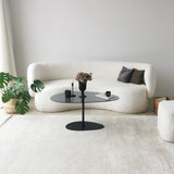Salontafels - Organische Design Salontafel Getint Glas Torpo - Zwart Metalen Frame - Dimehouse