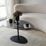 Salontafels - Organische Design Salontafel Getint Glas Torpo - Zwart Metalen Frame - Dimehouse