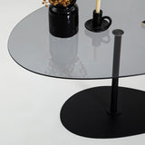 Salontafels - Organische Design Salontafel Getint Glas Torpo - Zwart Metalen Frame - Dimehouse