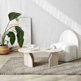 Salontafels - Organische Salontafel Travertin Melamine marmer look Melta - 105x65 cm - Dimehouse