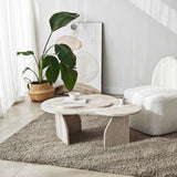 Salontafels - Organische Salontafel Travertin Melamine marmer look Melta - 105x65 cm - Dimehouse
