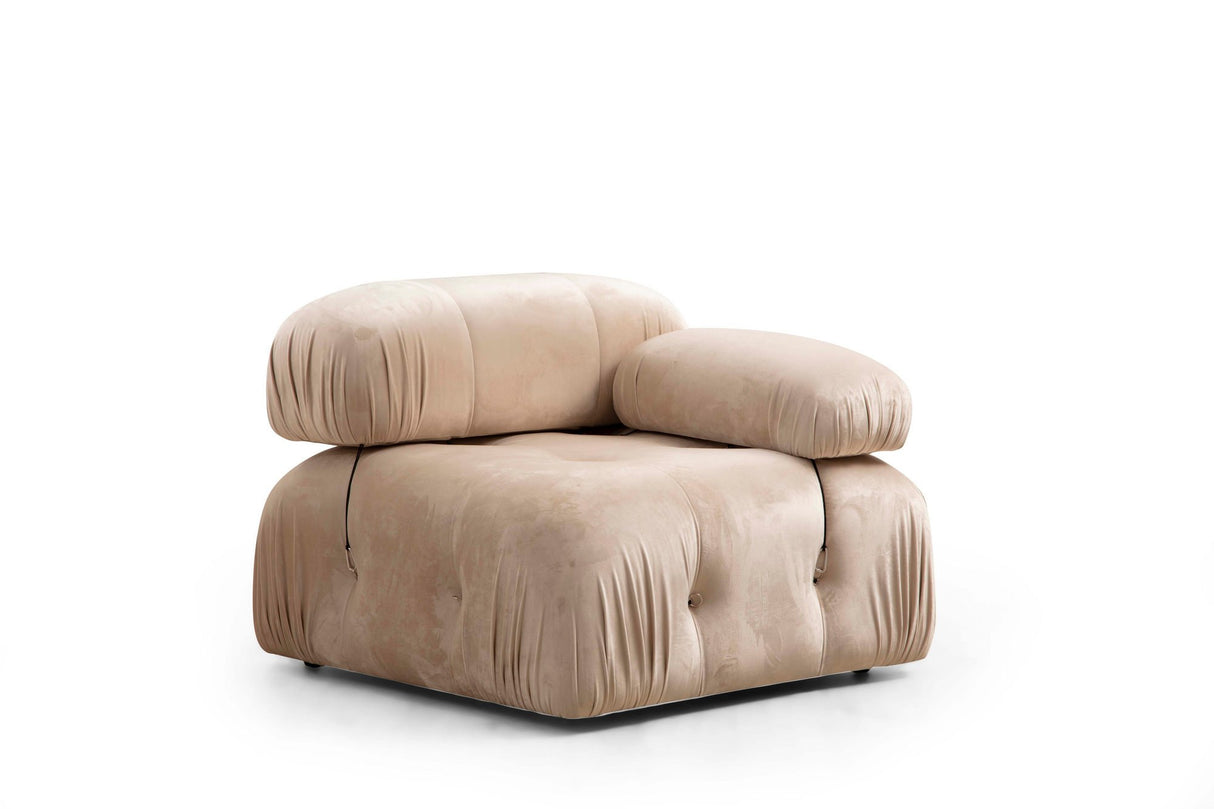 Banken - Modulaire XXL hoekbank Bubble met hocker - velvet beige - Dimehouse