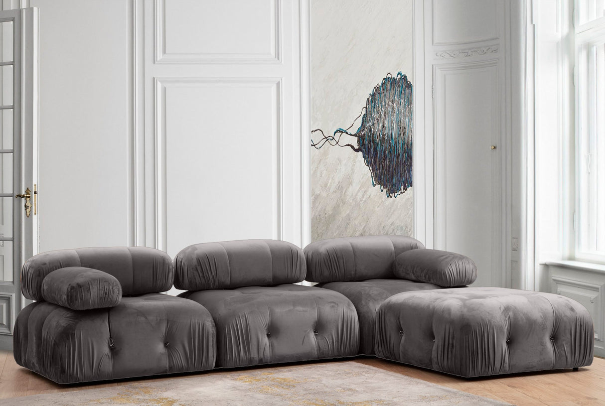 Banken - Modulaire XXL hoekbank Bubble met hocker - velvet grijs - Dimehouse