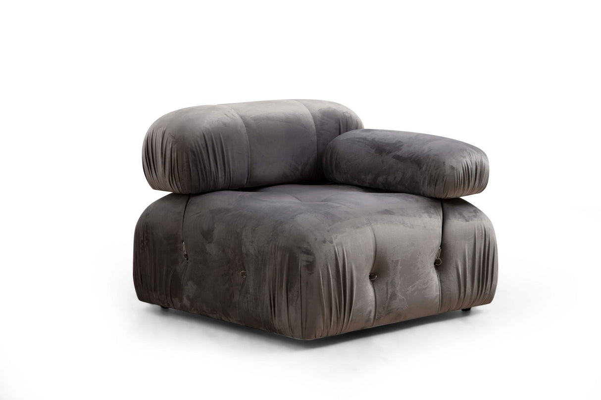 Banken - Modulaire XXL hoekbank Bubble met hocker - velvet grijs - Dimehouse