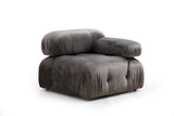 Banken - Modulaire XXL hoekbank Bubble met hocker - velvet grijs - Dimehouse