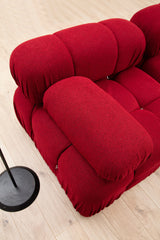 Banken - Modulaire XXL hoekbank Bubble met hocker - velvet rood - Dimehouse