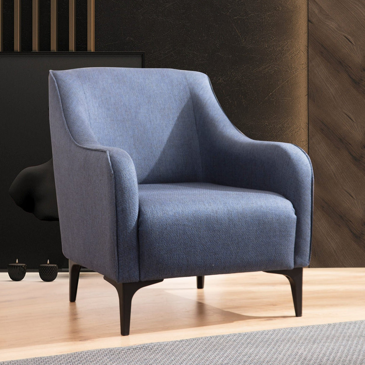 Fauteuils - Modern landelijke fauteuil blauw stof Belissimo - Dimehouse