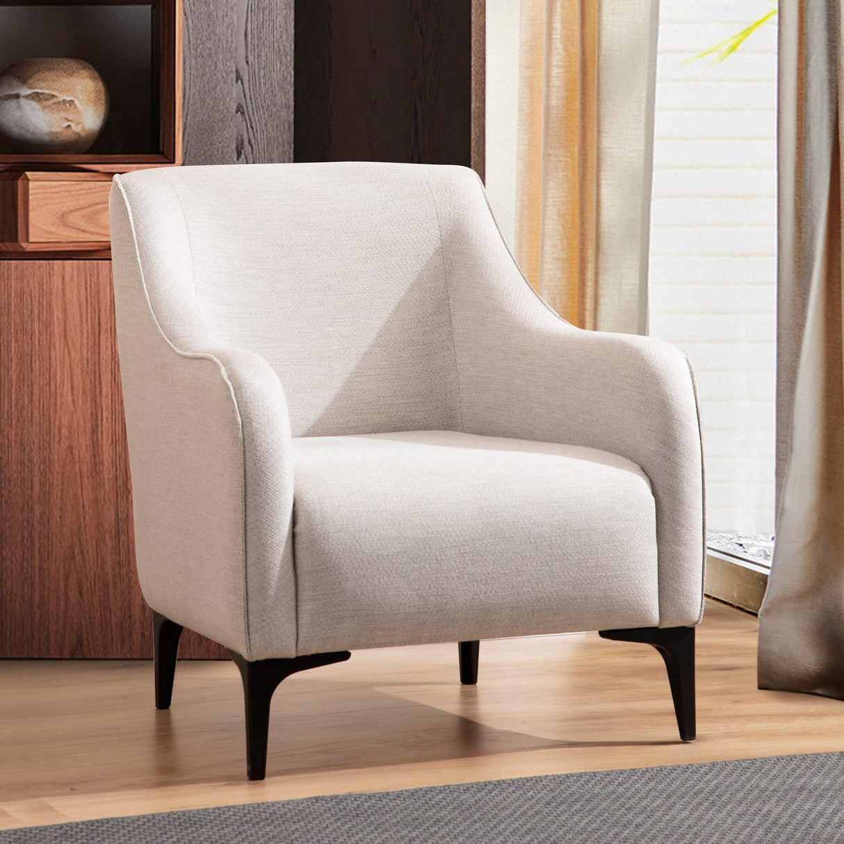 Fauteuils - Modern landelijke fauteuil beige stof Belissimo - Dimehouse