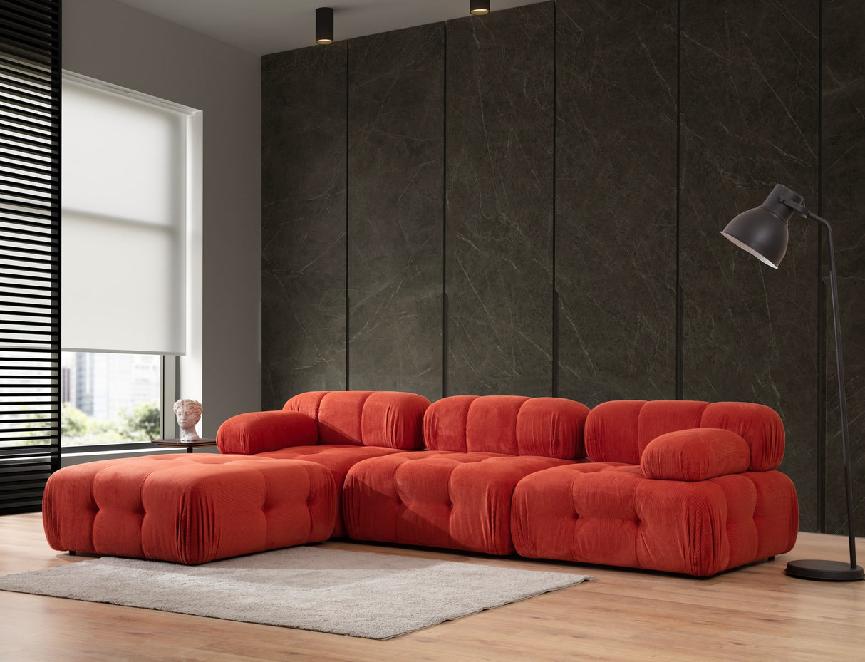 Banken - Modulaire bank 3 - zits met hocker Doblo rood - Dimehouse