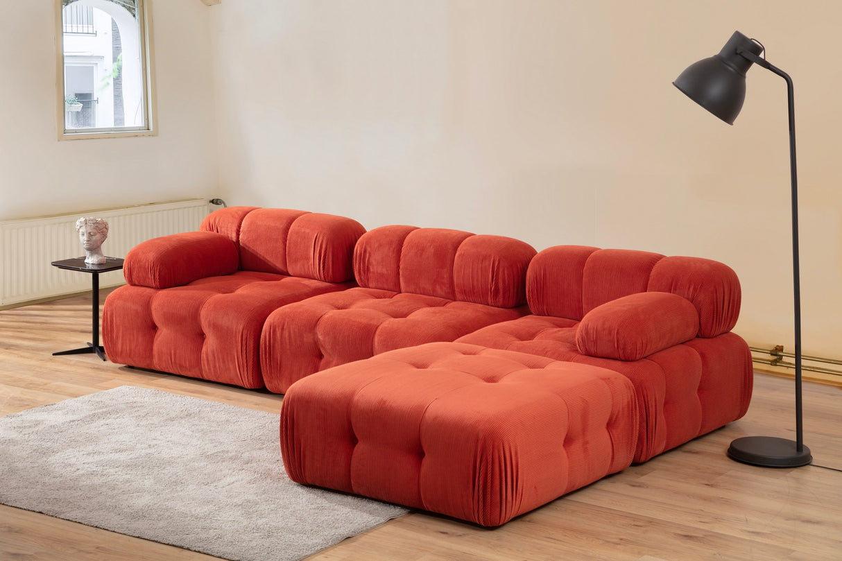 Banken - Modulaire bank 3 - zits met hocker Doblo rood - Dimehouse