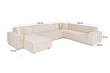 Banken - Hoekbank beige stof met stiknaad - XXL - 8 persoons - Puzzle - Dimehouse