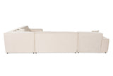 Banken - Hoekbank beige stof met stiknaad - XXL - 8 persoons - Puzzle - Dimehouse