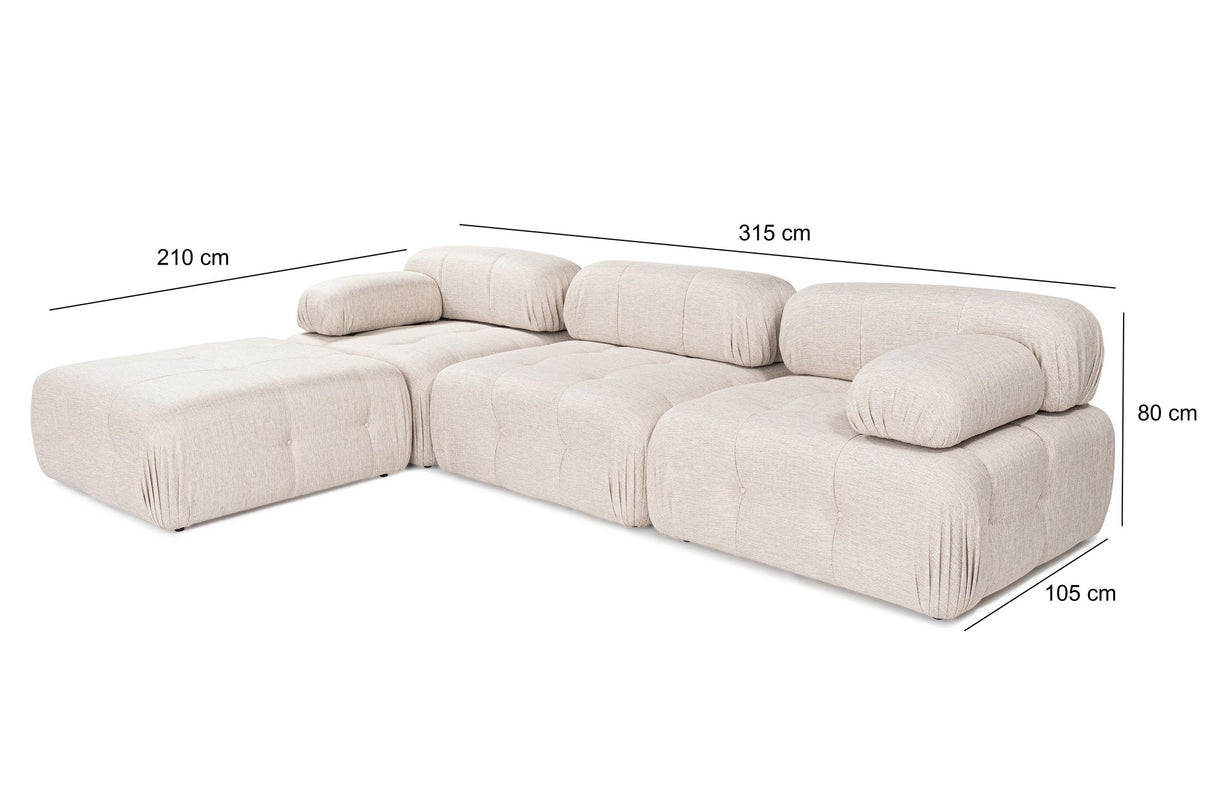 Banken - Modulaire bank 3 - zits met hocker Doblo licht beige - Dimehouse