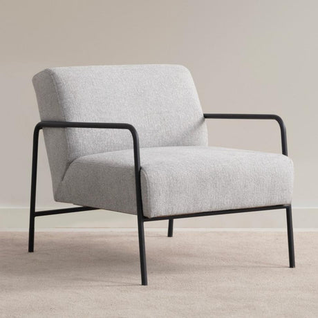Fauteuils - Moderne Fauteuil Eti Grijs Stof - Zwart Frame - Dimehouse