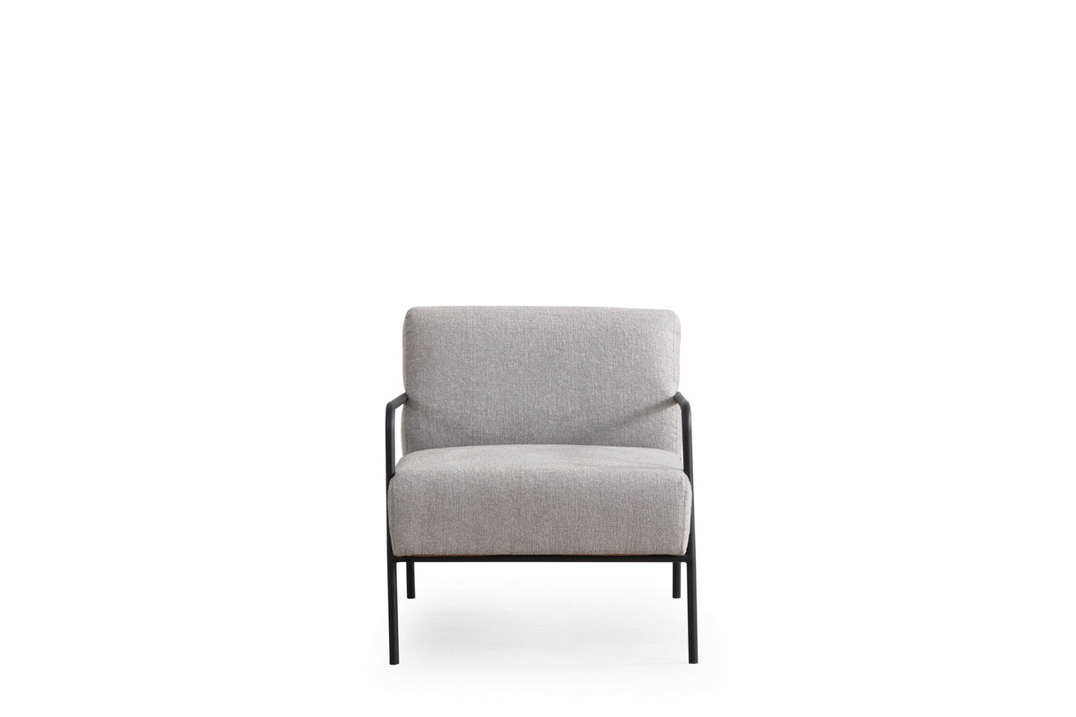 Fauteuils - Moderne Fauteuil Eti Grijs Stof - Zwart Frame - Dimehouse